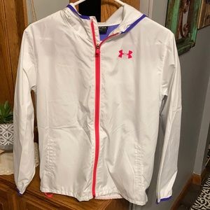 Girls Youth Large Under Armour Hooded Windbreaker Jacket